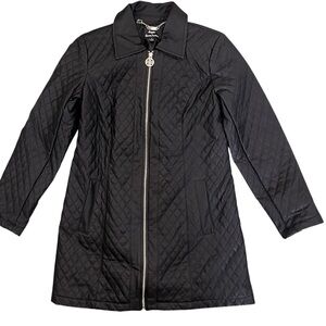Dennis by Dennis Basso FAUX LEATHER QUILTED JACKET Small THIGH LENGTH LINED COAT